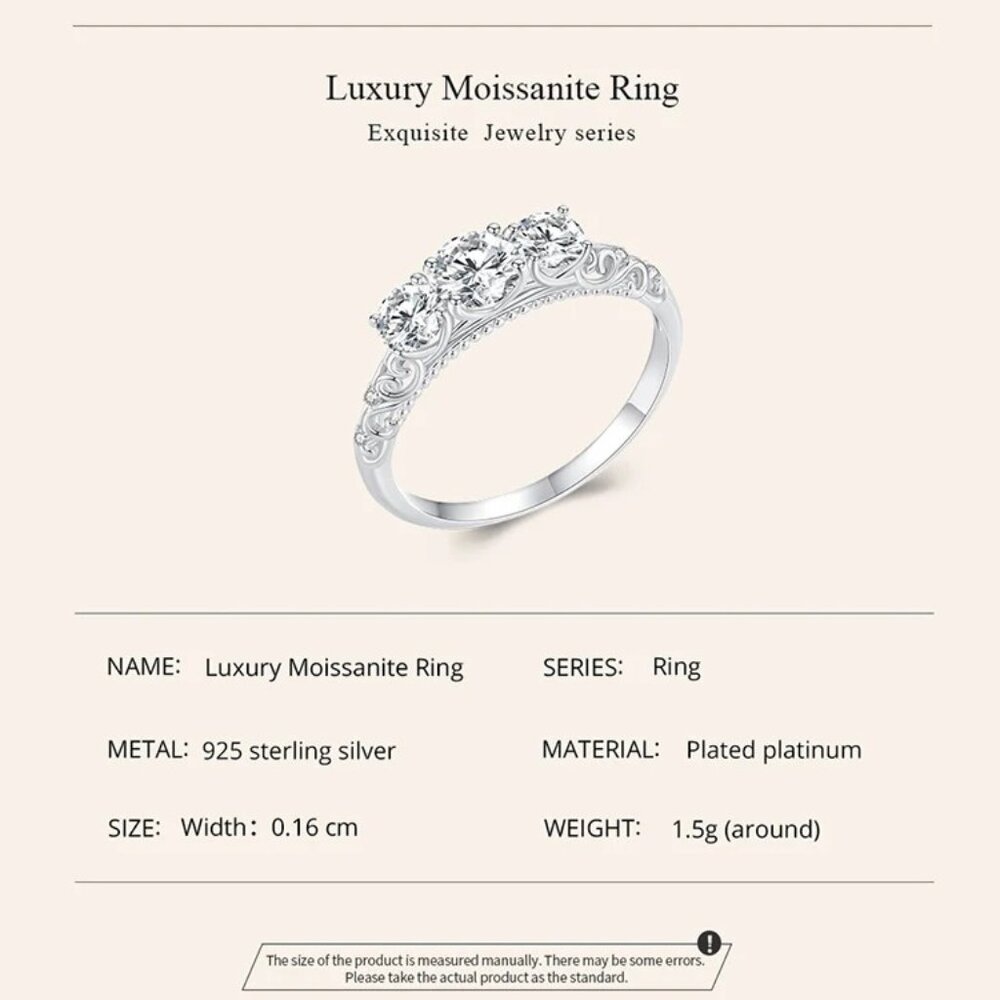 Stunning Petite 3 Stone GRA Certified 1.10Ctw Moissanite Diamond Ring - Picture 10 of 15